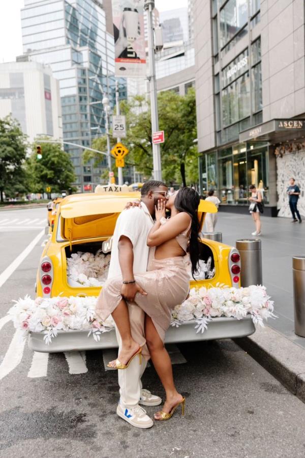 Re'Shae Green and Corey Fields, 29,  after getting engaged.