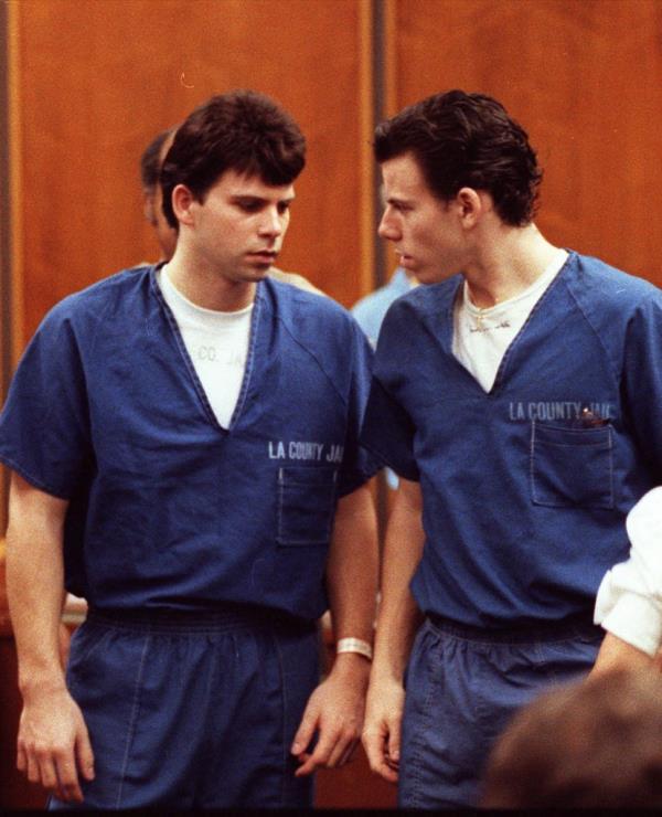 Lyle and Erik Menendez in a Sanat Mo<em></em>nica court room