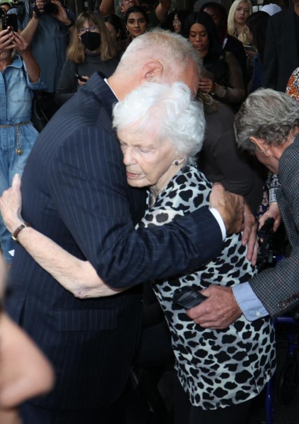 Mark Geragos hugs Joan Andersen VanderMolen, sister of Kitty Menendez