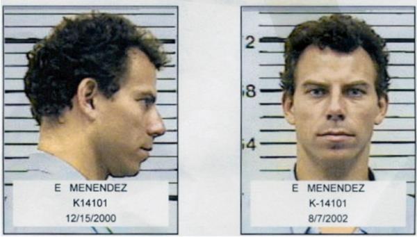 Mug shots of Erik Menendez from 2000 and 2002