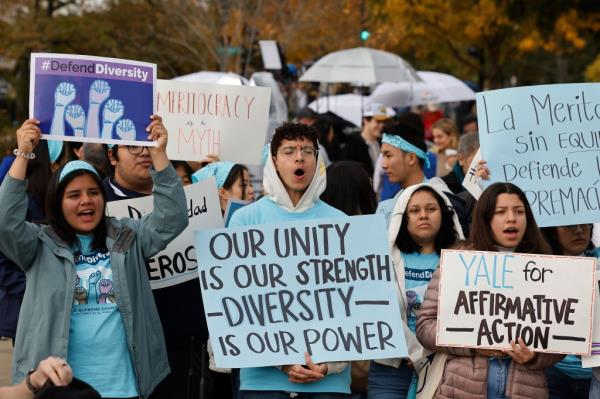 Supporters of affirmative action protesting 