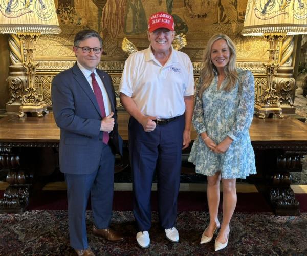 Mike Johnson, Do<em></em>nald Trump, Kelly Johnson