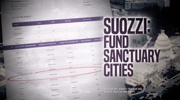 The ads label the former co<em></em>ngressman “Sanctuary Suozzi.”