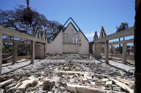 The remains of the Waiola Church after the fire.
