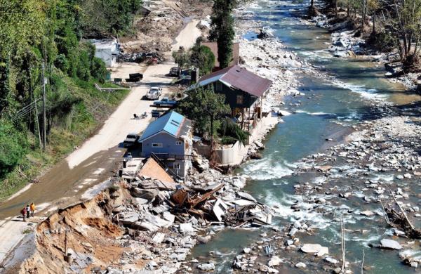 Helene wreaked havoc and devastation on the South. The image above shows Bat Cave, NC on Oct. 8.