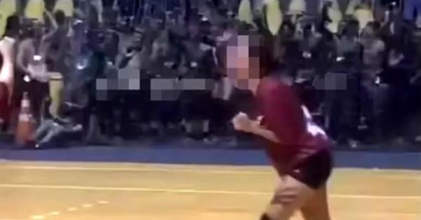 Students from Santo Amaro University paraded around the court naked (Picture: Twitter)