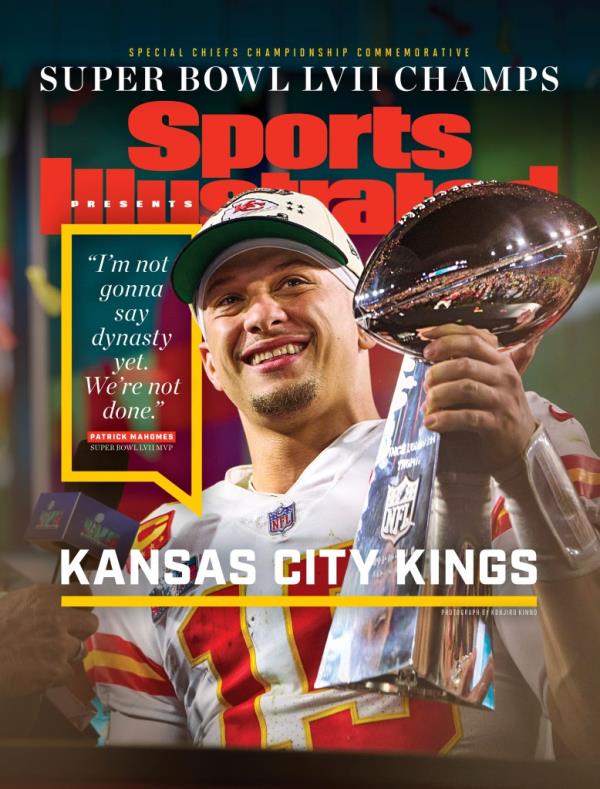 SI cover of Patrick Mahomes after winning the 2023 Super Bowl.
