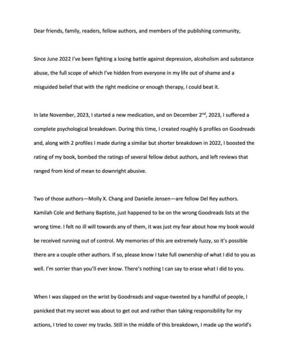 A screengrab of the apology.