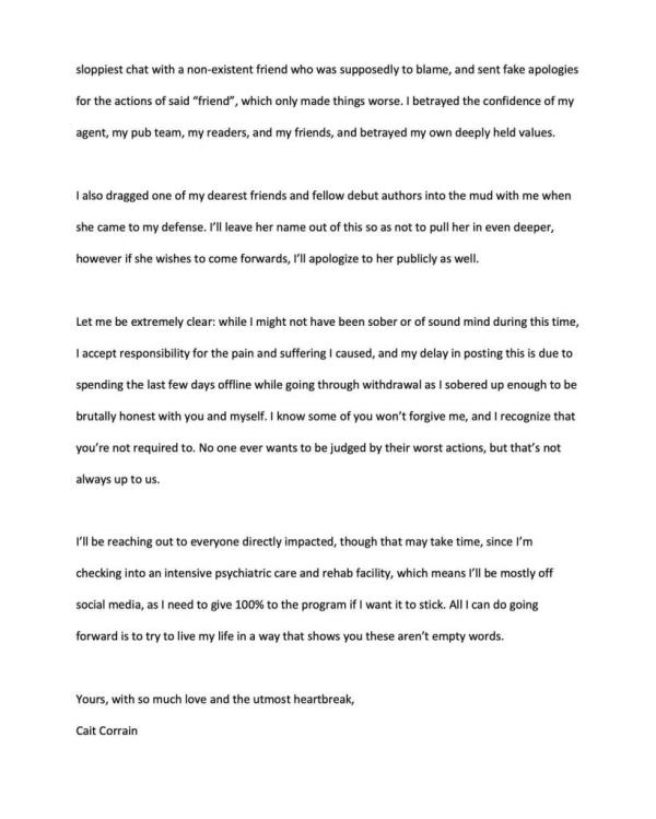 A screengrab of the apology.