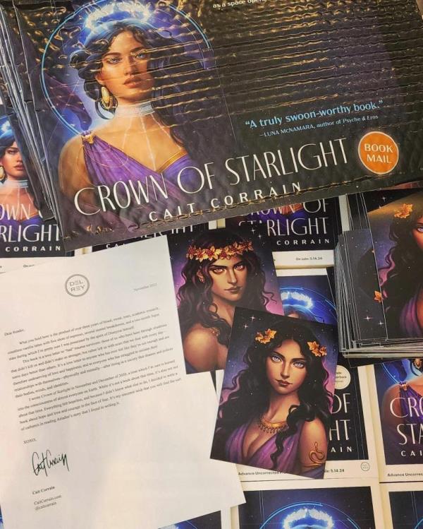 Copies of Corrain's upcoming book.