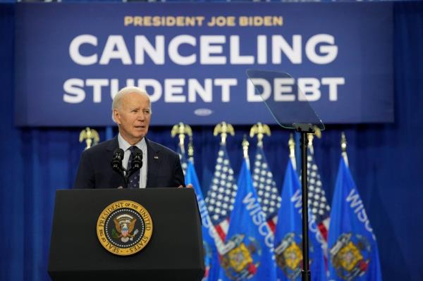 President Joe Biden speaks Monday, April 8, 2024 at Madison Area Technical College in Madison, Wisconsin.