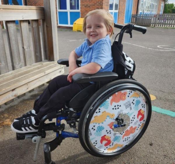 Jett in his wheelchair. 
