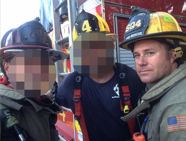 Florida firefighter Shawn Yarbrough in his firefighter gear