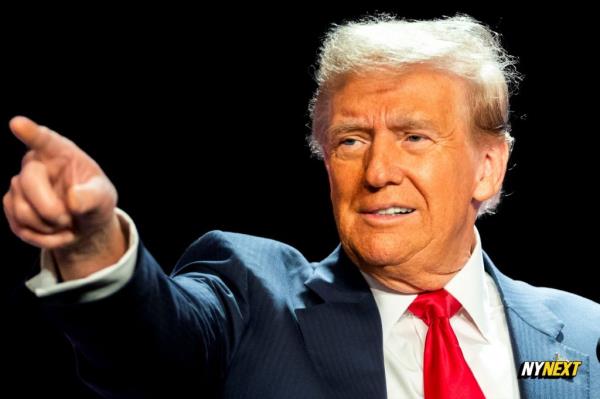 Do<em></em>nald Trump in a suit and tie representing NY Next DOGE assets