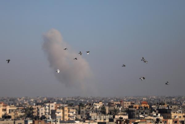 An Israeli airstrike in Khan Younis on Dec. 27, 2023.