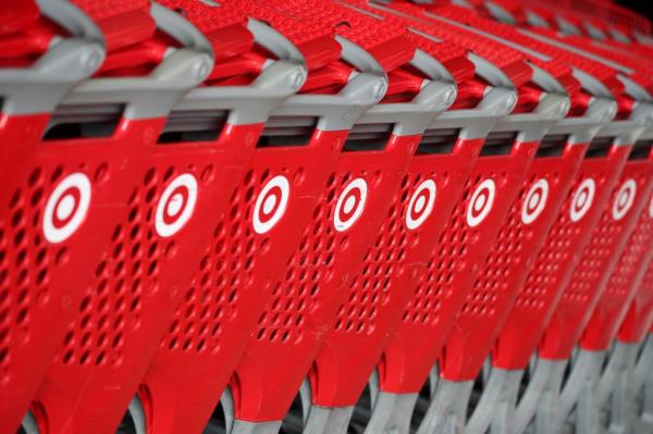 Target shopping carts at a Target store on Nov. 16, 2017.