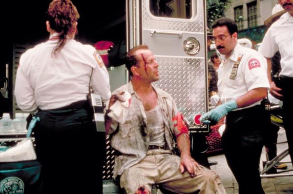 Bruce Willis on the set of 