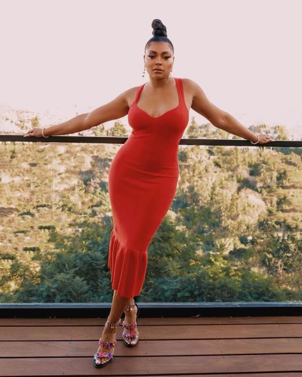 Taraji P. Henson in a red dress. 