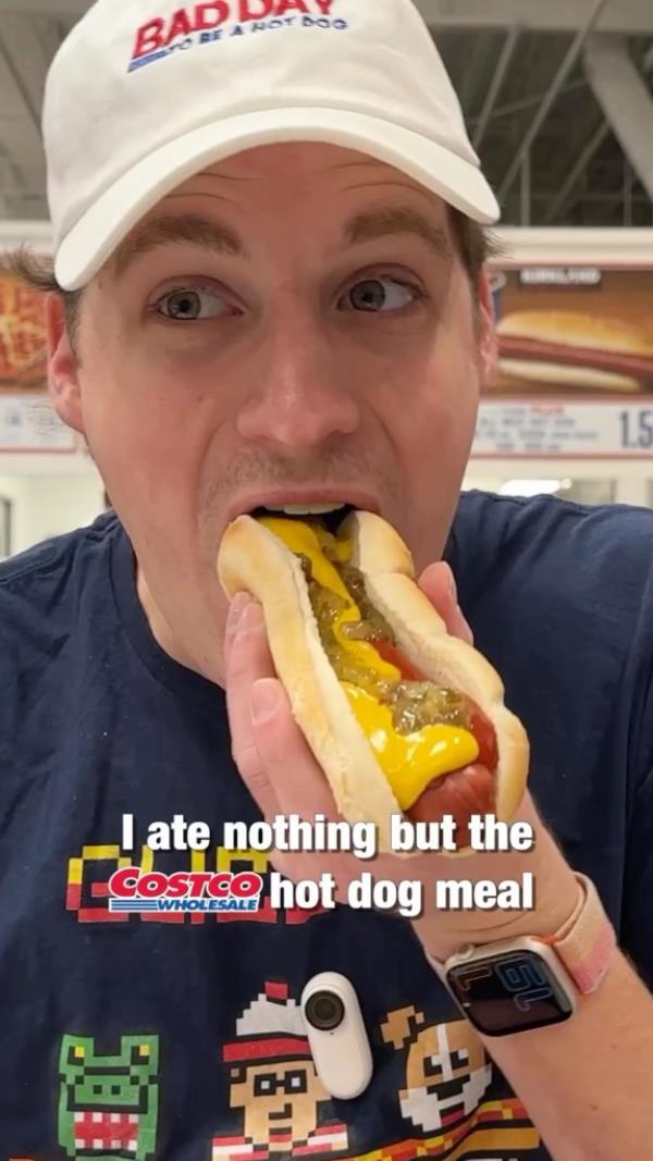 Social media perso<em></em>nality Joey Kinsley ate nothing but Costco hot dogs for a week.