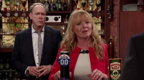 Jenny and Stephen behind the bar at the Rovers Return in Corrie
