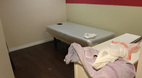 A massage table. 