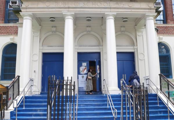 Angelina Almonte, a school administrator at Community School 55 in The Bronx, entered the public school Monday.