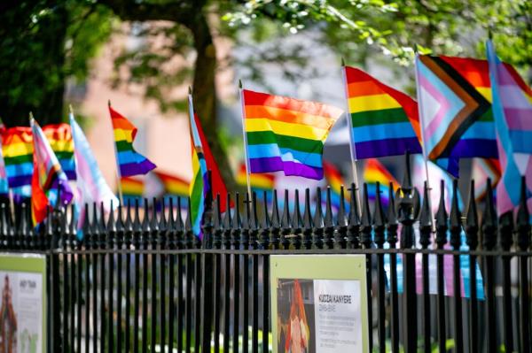 The Sto<em></em>newall Natio<em></em>nal Mo<em></em>nument is decorated with pride flags.