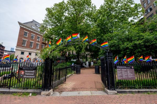 Pride flags are seen outside the Sto<em></em>newall Natio<em></em>nal Monument.