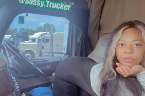 Tierra Allen in the truck