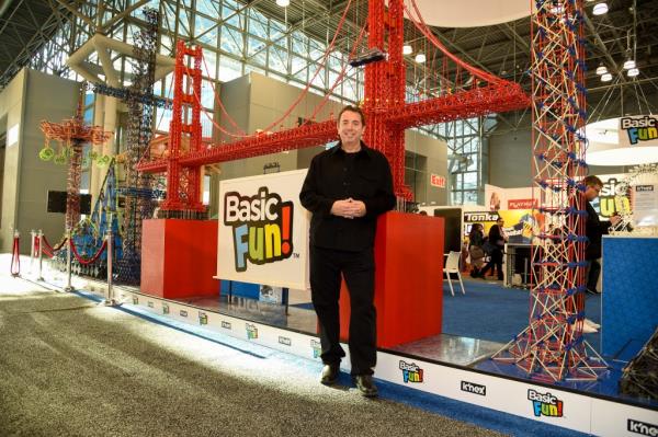 Jay Foreman, CEO of Basic Fun, unveiling new K'NEX Architecture, To<em></em>nka and Care Bears products at Toy Fair New York 2020