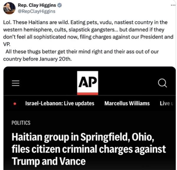 Clay Higgins tweet.