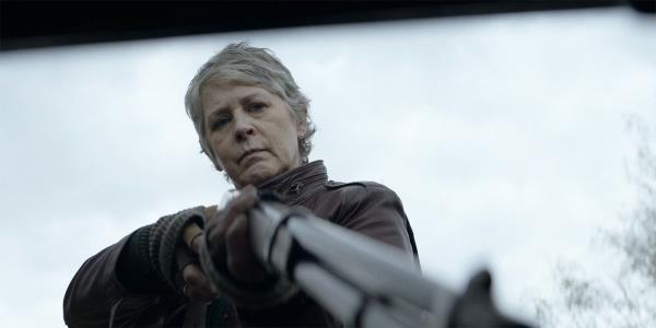 Melissa McBride as Carol Holding a Gun in The Walking Dead Daryl Dixon season 1 finale