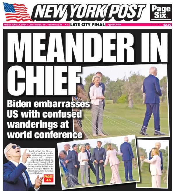 NY Post Cover MEANDER AND CHIEF</p>

<p>　　June 14, 2024