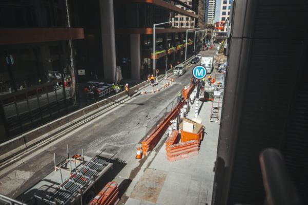 Work on the Victoria Cross metro station in North Sydney.