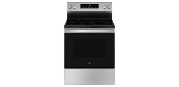 GE - 5.3 Cu. Ft. Freestanding Electric Co<em></em>nvection Range with Steam Cleaning and EasyWash Tray