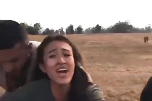 Noa Argamani being driven away from the music festival in Israel by Hamas fighters on October 7.