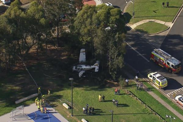 A light plane has crashed near a primary school in Sydney’s west.