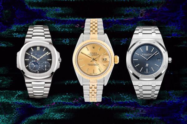 The Patek Philippe Nautilus Stainless Steel Moo<em></em>nphase 57121A001 Rolex Lady Datejust Steel amp Gold 69173 and Audemars...