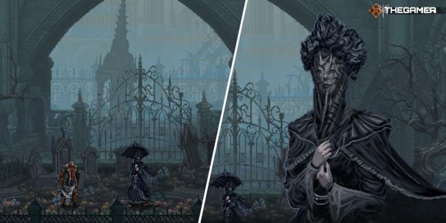 Left: player standing next to Lucyl - Right: Lucyl picture The Last Faith