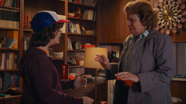 Catherine Curtin and Gaten Matarazzo in Stranger Things